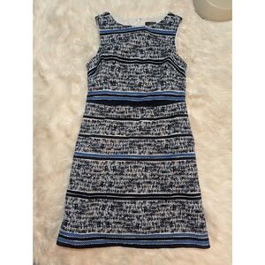 Women's The Limited Outlet Shift Tweed Style Dress Navy/White‎ Sz 8
